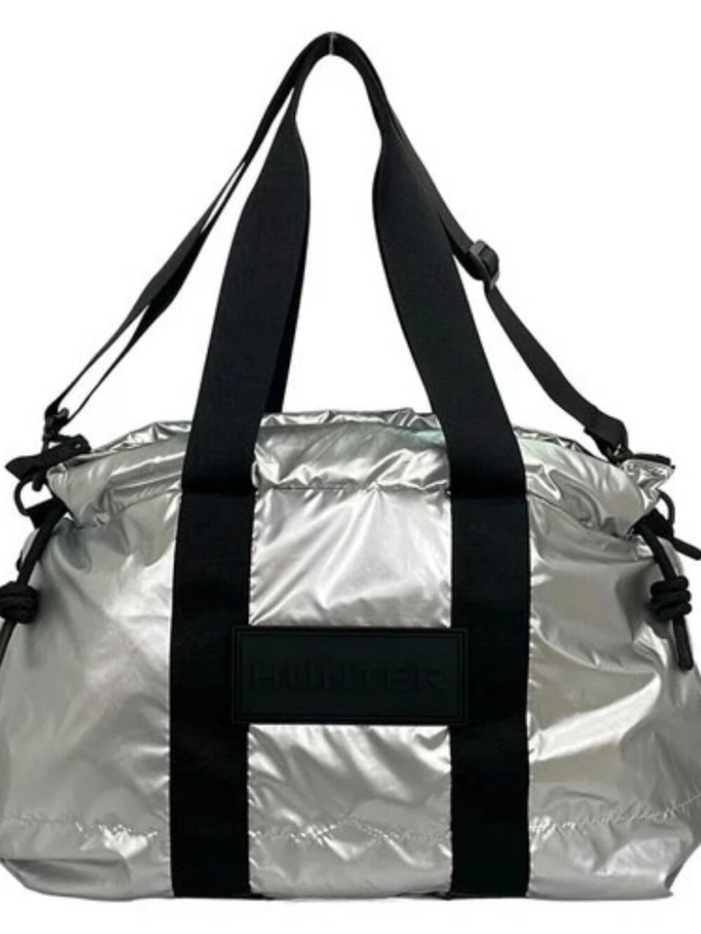 HUNTER Silver Black Chemical Fiber Shoulder Bag